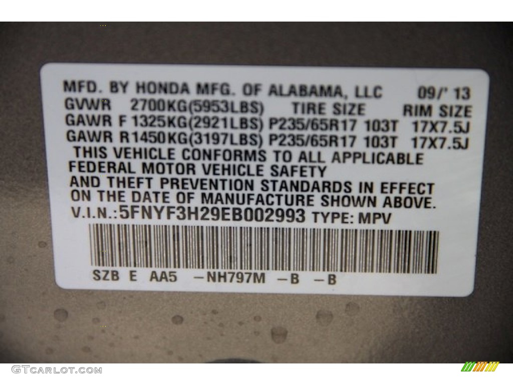 2014 Pilot Color Code NH797M for Modern Steel Metallic Photo #87005237