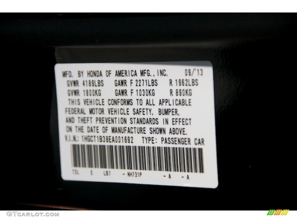 2014 Accord Color Code NH731P for Crystal Black Pearl Photo #87010454