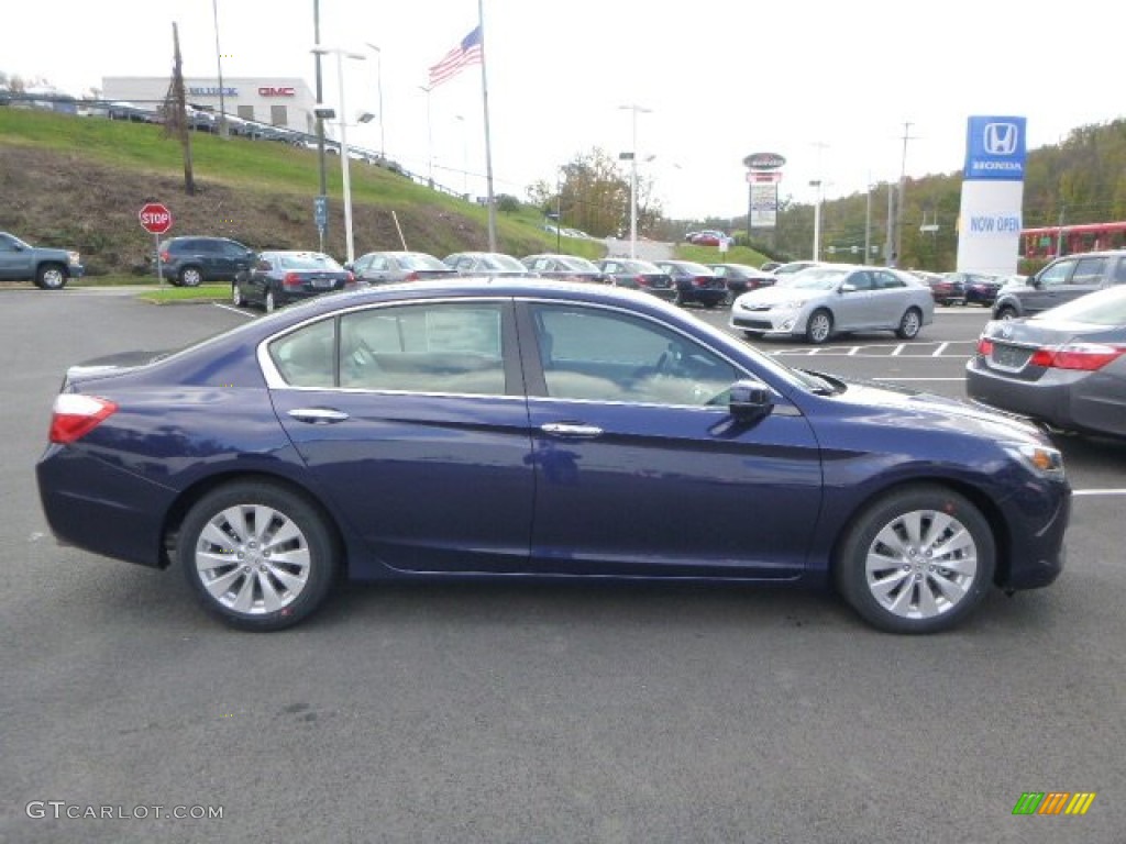2014 Accord EX-L Sedan - Obsidian Blue Pearl / Gray photo #2