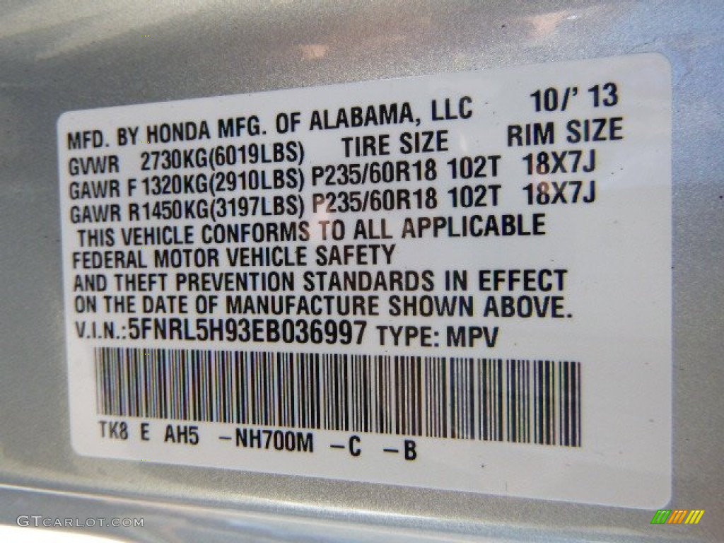 2014 Odyssey Touring Elite - Alabaster Silver Metallic / Truffle photo #19