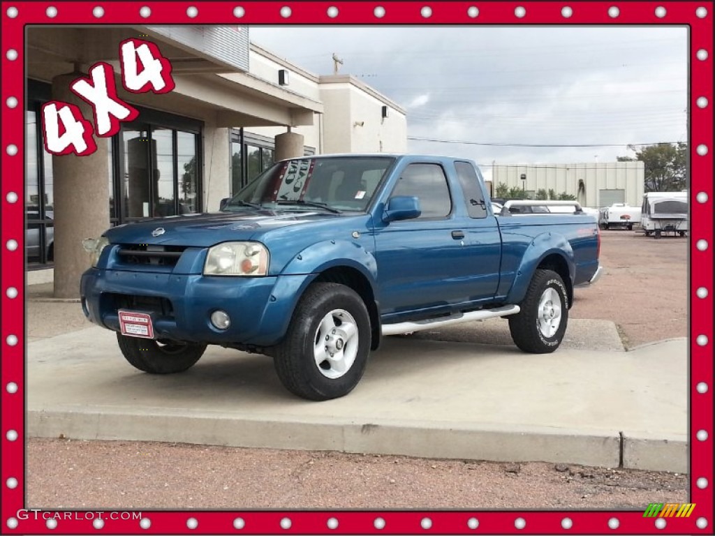 2001 Frontier SE V6 King Cab 4x4 - Just Blue Metallic / Gray photo #1