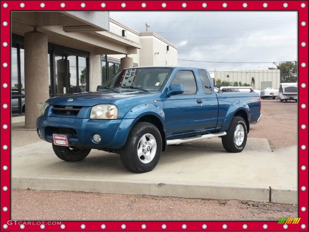2001 Frontier SE V6 King Cab 4x4 - Just Blue Metallic / Gray photo #14