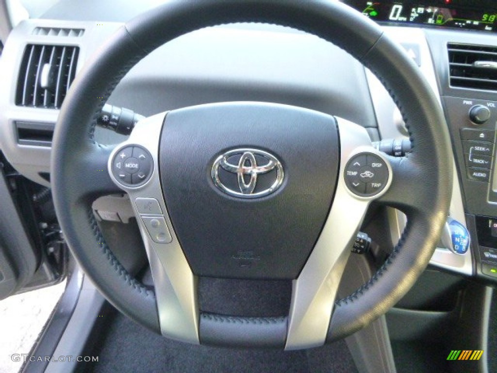 2014 Toyota Prius v Five Dark Gray Steering Wheel Photo #87020486