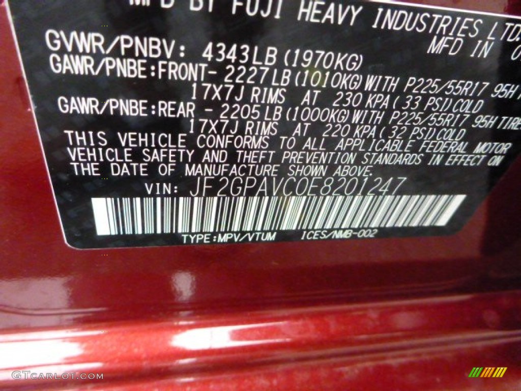 2014 XV Crosstrek 2.0i Premium - Venetian Red Pearl / Ivory photo #17