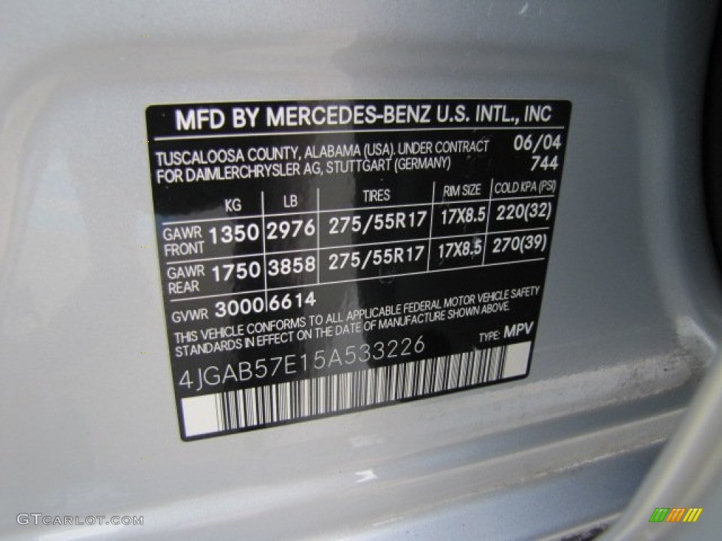 2005 ML 350 4Matic - Brilliant Silver Metallic / Charcoal photo #49