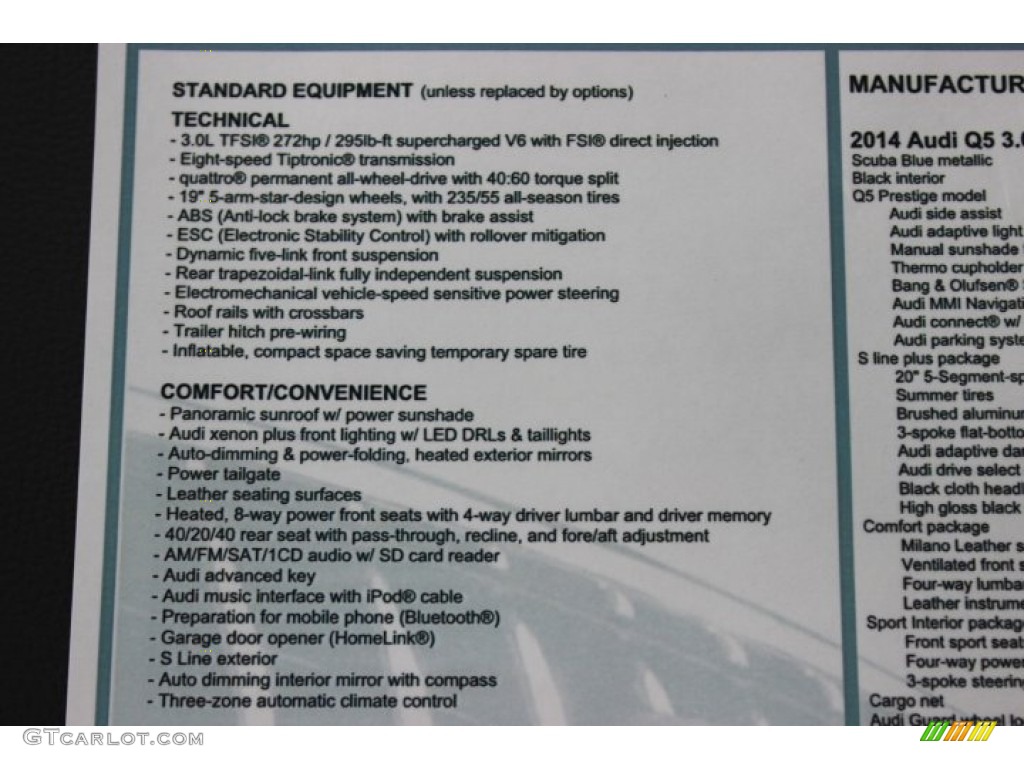 2014 Audi Q5 3.0 TFSI quattro Window Sticker Photo #87040257