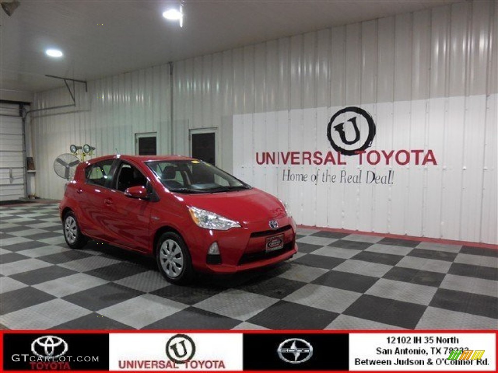 2012 Prius c Hybrid Three - Absolutely Red / Light Blue Gray/Black photo #1