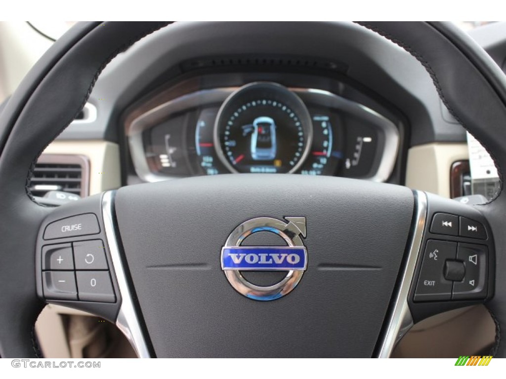 2014 Volvo S80 T6 AWD Platinum Soft Beige/Sandstone Steering Wheel Photo #87041216