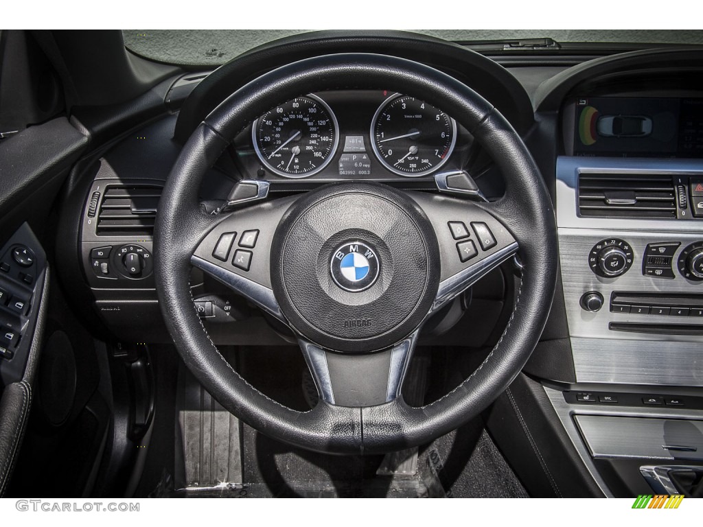 2008 BMW 6 Series 650i Convertible Black Steering Wheel Photo #87049728
