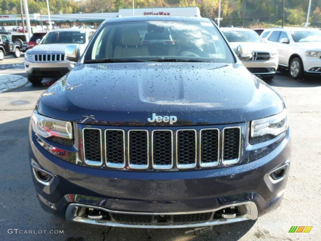 2014 Grand Cherokee Overland 4x4 - True Blue Pearl / Overland Nepal Jeep Brown Light Frost photo #8