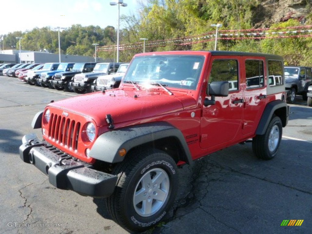 2014 Flame Red Jeep Wrangler Unlimited Sport 4x4 87057619 Photo 5