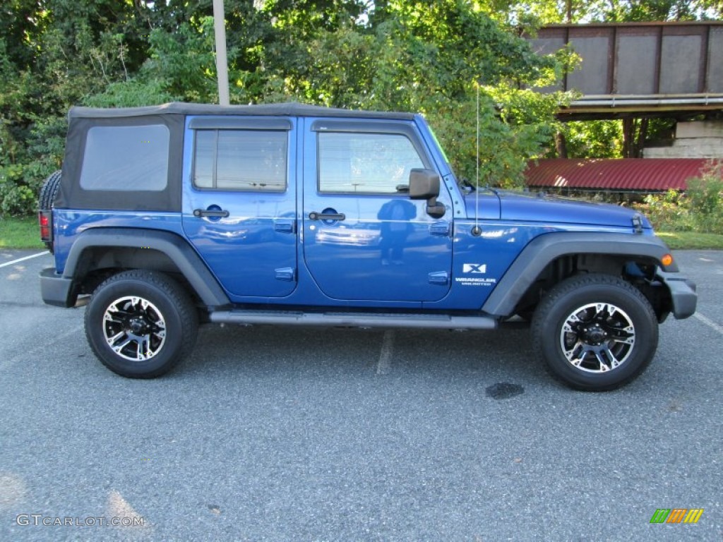 Deep Water Blue Pearl 2009 Jeep Wrangler Unlimited X 4x4 Exterior Photo #87075747