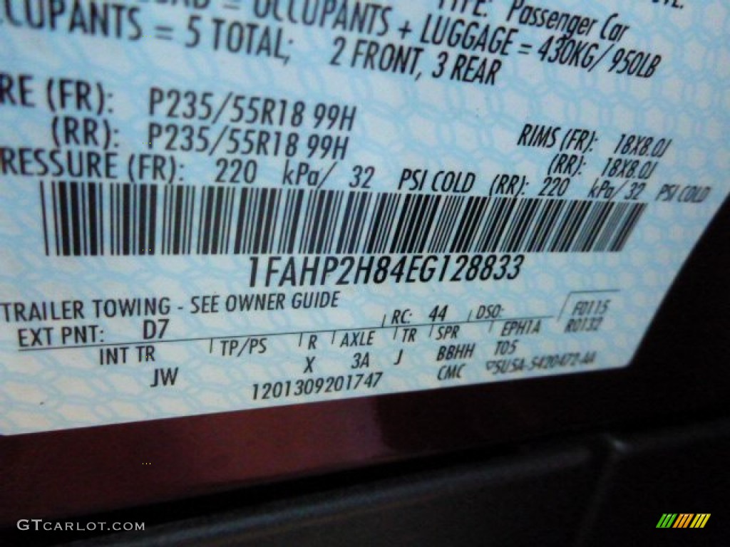 2014 Taurus Color Code D7 for Sunset Photo #87077307