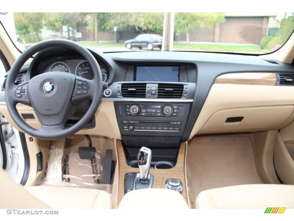 2011 BMW X3 xDrive 28i Sand Beige Nevada Leather Dashboard Photo #87078789