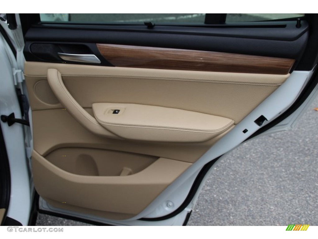 2011 BMW X3 xDrive 28i Sand Beige Nevada Leather Door Panel Photo #87079012
