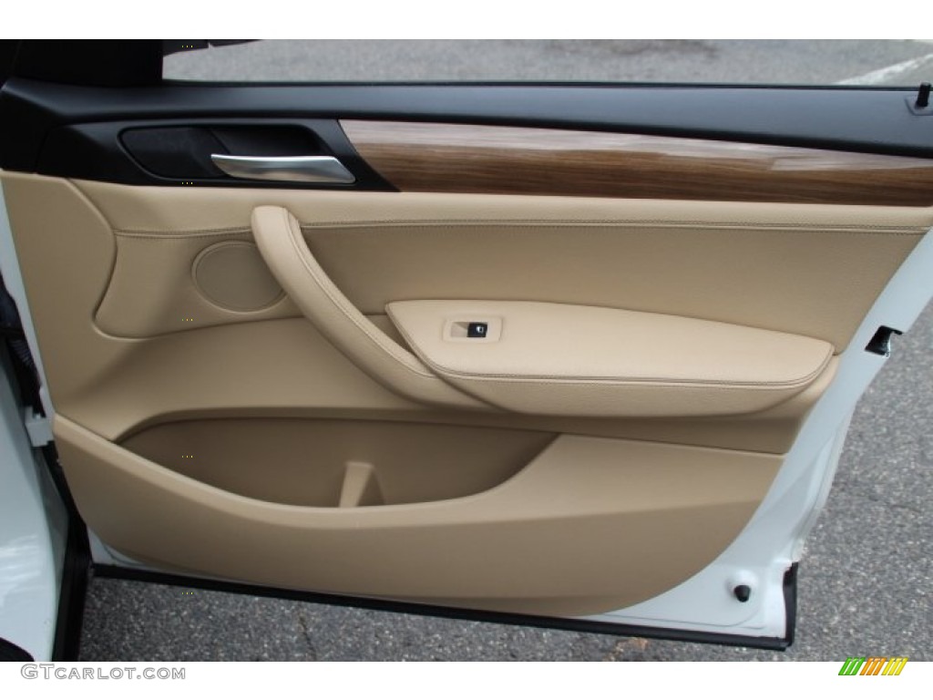 2011 BMW X3 xDrive 28i Sand Beige Nevada Leather Door Panel Photo #87079053