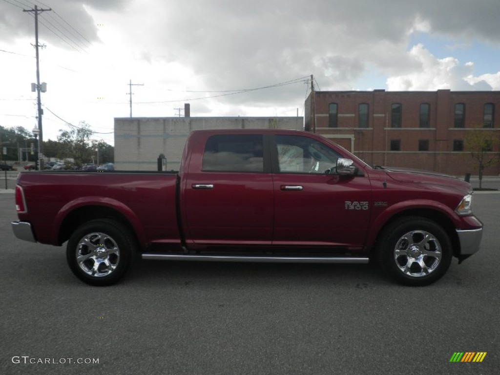 2014 1500 Laramie Crew Cab 4x4 - Deep Cherry Red Crystal Pearl / Canyon Brown/Light Frost Beige photo #2