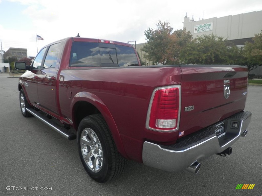 2014 1500 Laramie Crew Cab 4x4 - Deep Cherry Red Crystal Pearl / Canyon Brown/Light Frost Beige photo #3