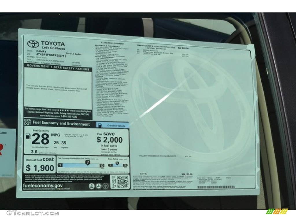 2014 Camry LE - Attitude Black Metallic / Ivory photo #10