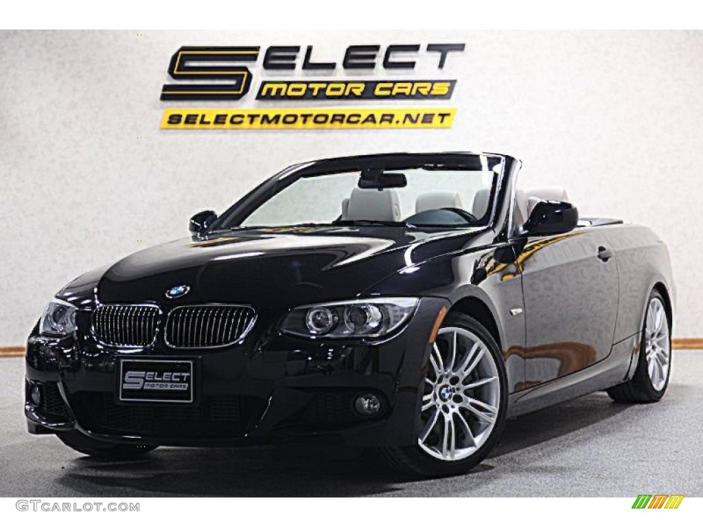 2011 3 Series 335i Convertible - Jet Black / Oyster/Black Dakota Leather photo #2