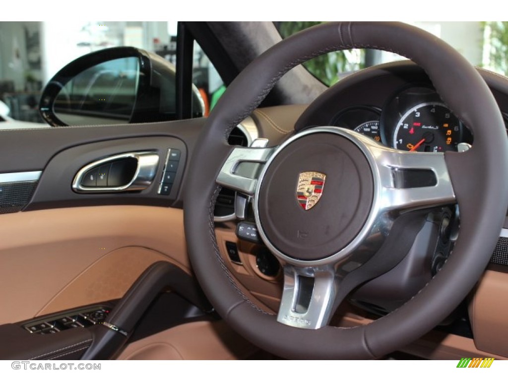 2014 Porsche Cayenne Turbo S Espresso/Cognac Natural Leather Steering Wheel Photo #87114100