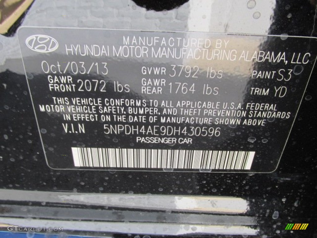 2013 Elantra GLS - Black / Beige photo #14