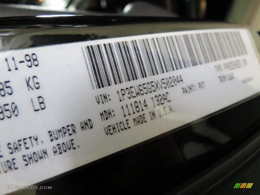 1999 Plymouth Prowler Roadster Color Code Photos