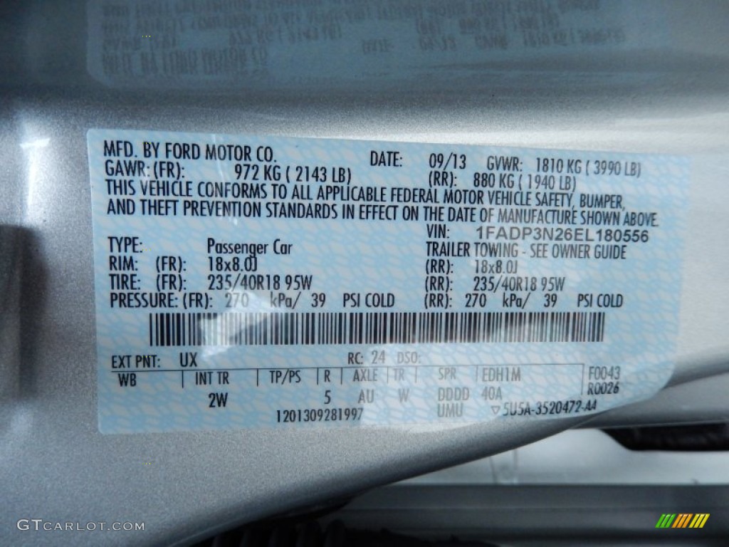 2014 Ford Focus Titanium Hatchback Color Code Photos