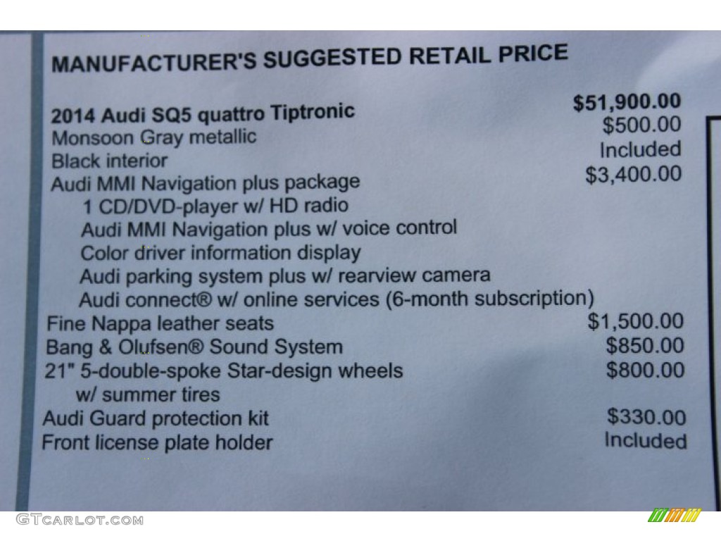 2014 Audi SQ5 Premium plus 3.0 TFSI quattro Window Sticker Photo #87119232