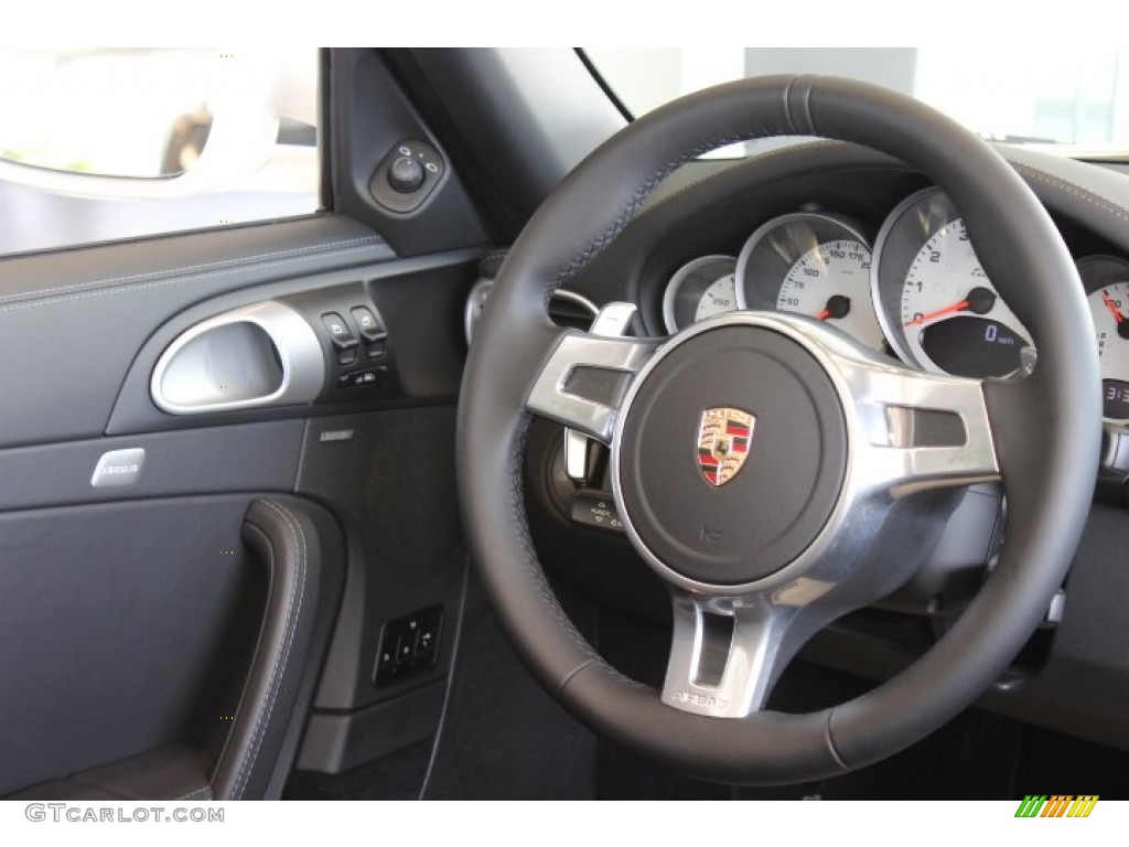 2013 Porsche 911 Turbo Cabriolet Black Steering Wheel Photo #87121482