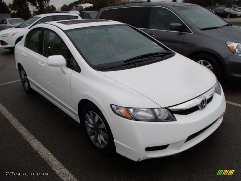 2010 Civic EX-L Sedan - Taffeta White / Beige photo #1