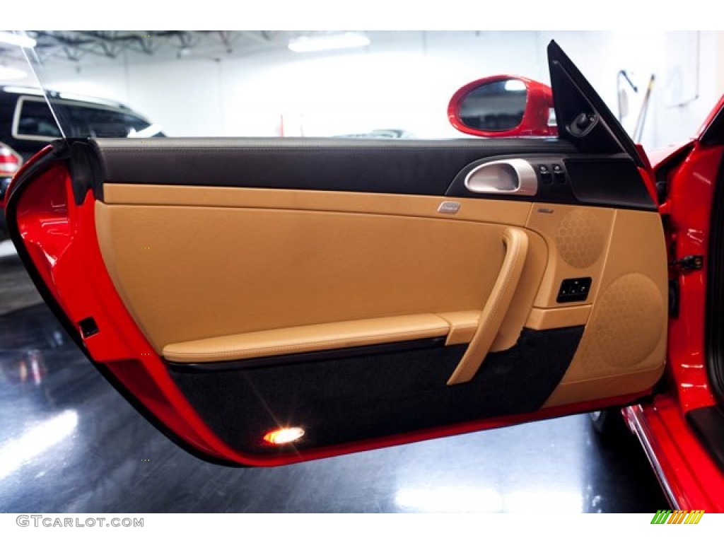 2008 Porsche 911 Turbo Coupe Black/Sand Beige Door Panel Photo #87124626