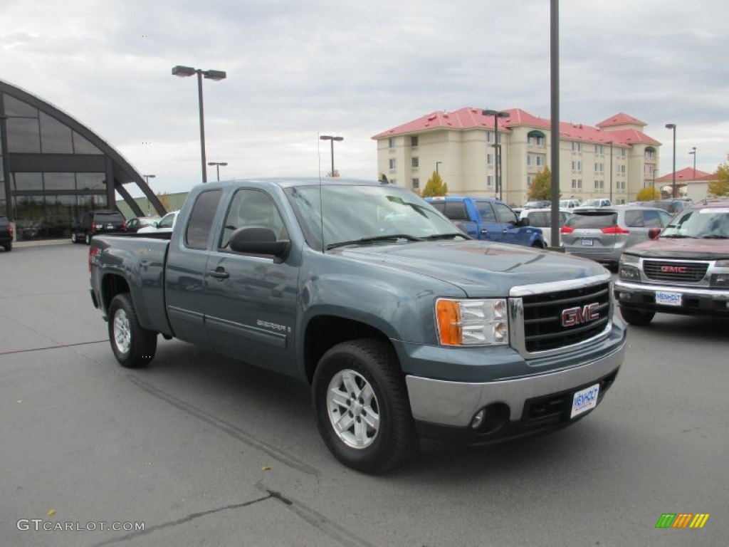 2008 Sierra 1500 SLE Extended Cab 4x4 - Stealth Gray Metallic / Ebony photo #1