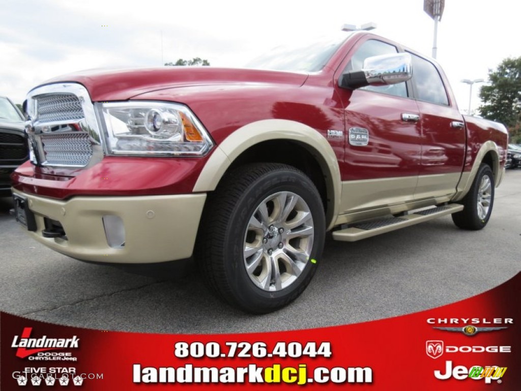 2014 1500 Laramie Longhorn Crew Cab - Deep Cherry Red Crystal Pearl / Longhorn Canyon Brown/Light Frost photo #1