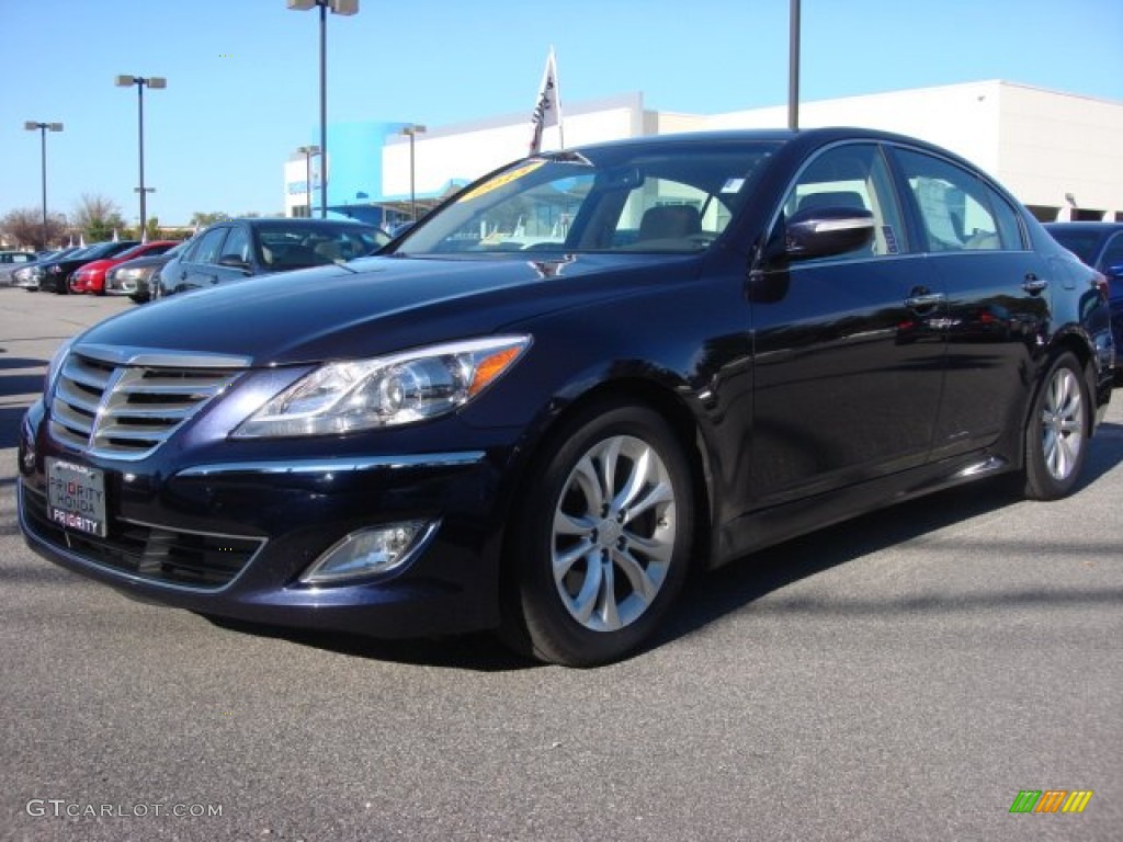 2013 Genesis 3.8 Sedan - Twilight Blue Pearl / Cashmere photo #2