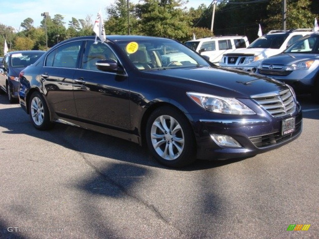 2013 Genesis 3.8 Sedan - Twilight Blue Pearl / Cashmere photo #7