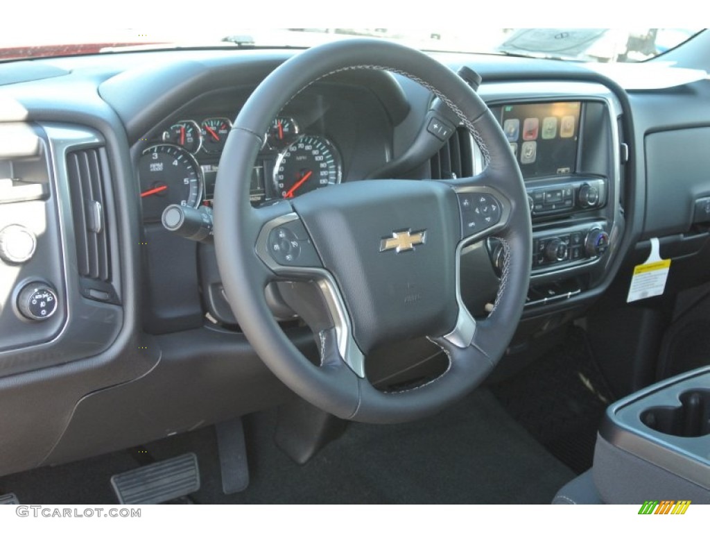 2014 Chevrolet Silverado 1500 LT Double Cab 4x4 Jet Black Steering Wheel Photo #87155802