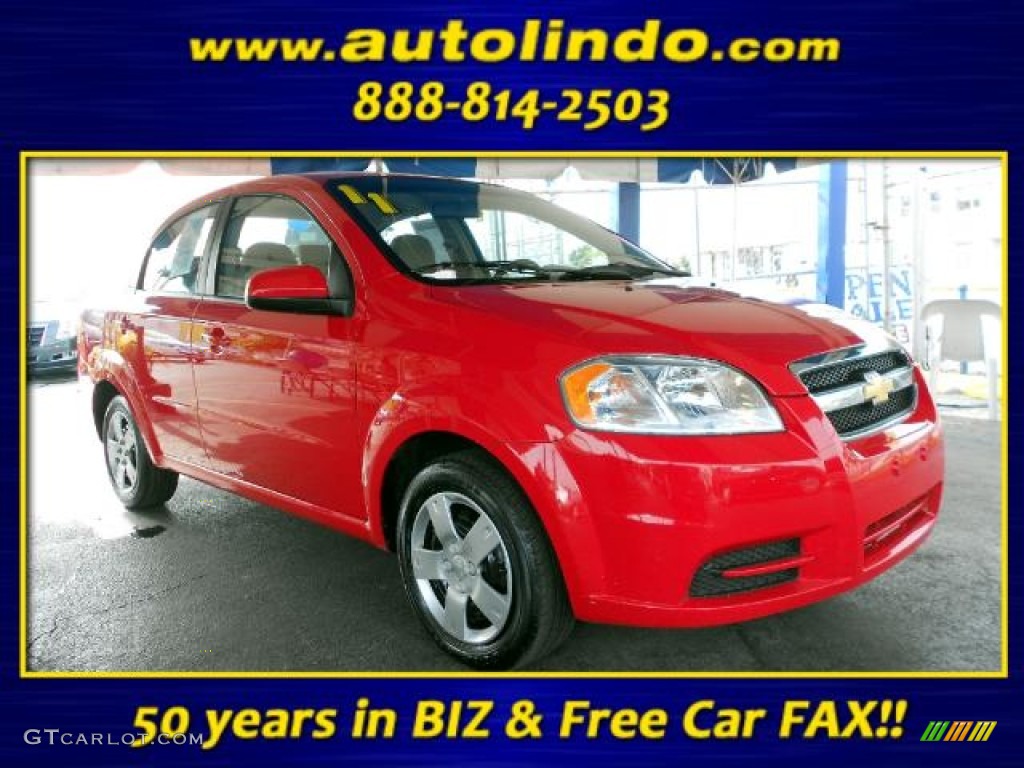 2011 Aveo LT Sedan - Victory Red / Neutral photo #1