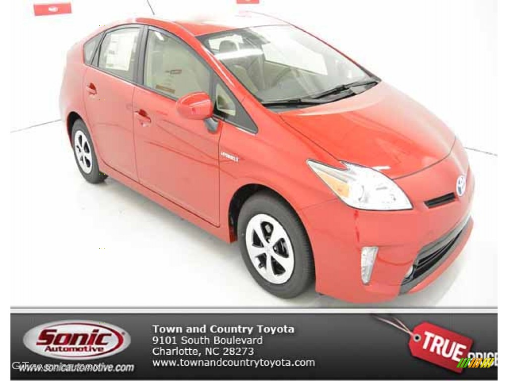 2013 Prius Two Hybrid - Barcelona Red Metallic / Bisque photo #1