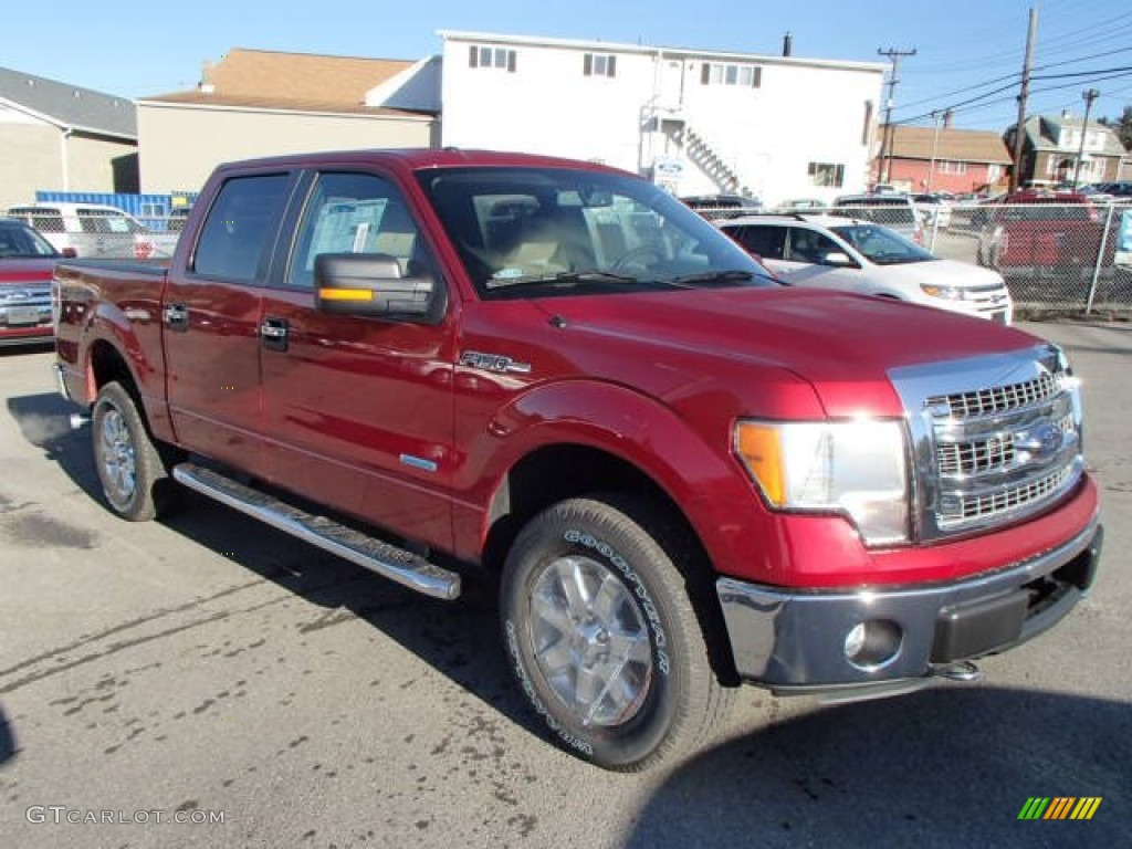 2013 F150 XLT SuperCrew 4x4 - Ruby Red Metallic / Adobe photo #3