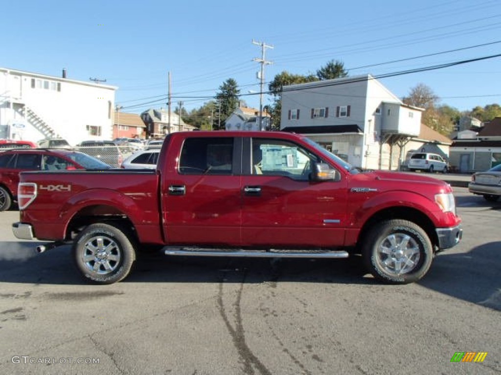 2013 F150 XLT SuperCrew 4x4 - Ruby Red Metallic / Adobe photo #4