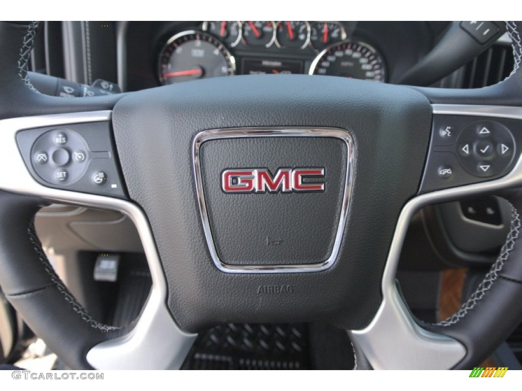 2014 GMC Sierra 1500 SLT Crew Cab 4x4 Jet Black Steering Wheel Photo #87172377