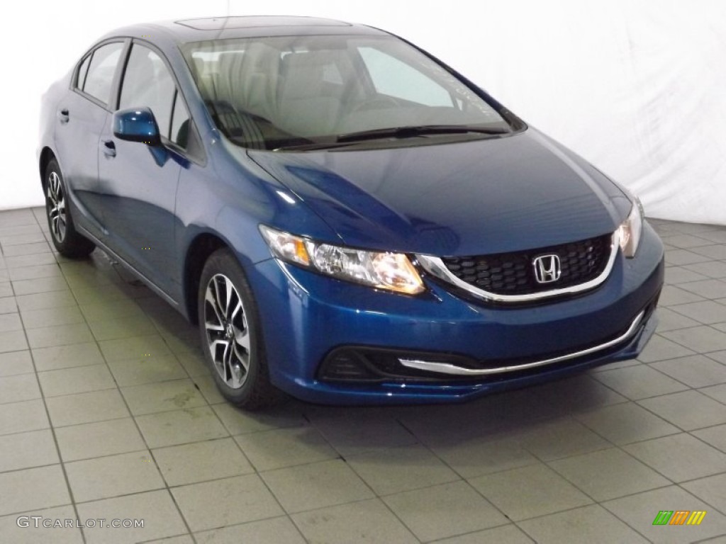 2013 Civic EX Sedan - Dyno Blue Pearl / Gray photo #1