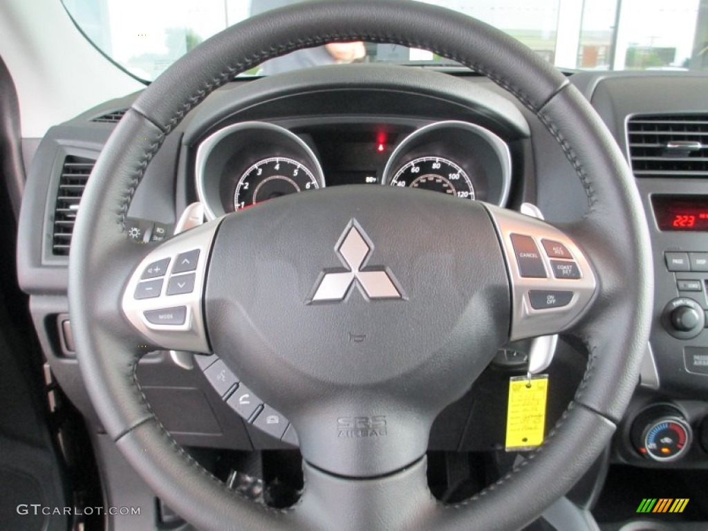 2013 Mitsubishi Outlander Sport ES 4WD Black Steering Wheel Photo #87181410
