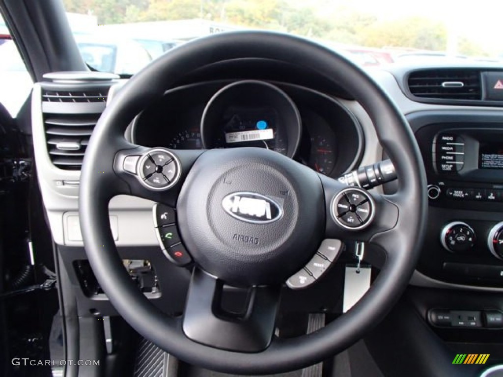 2014 Kia Soul 1.6 Gray Two-tone Houdstooth Woven Cloth Steering Wheel Photo #87185976