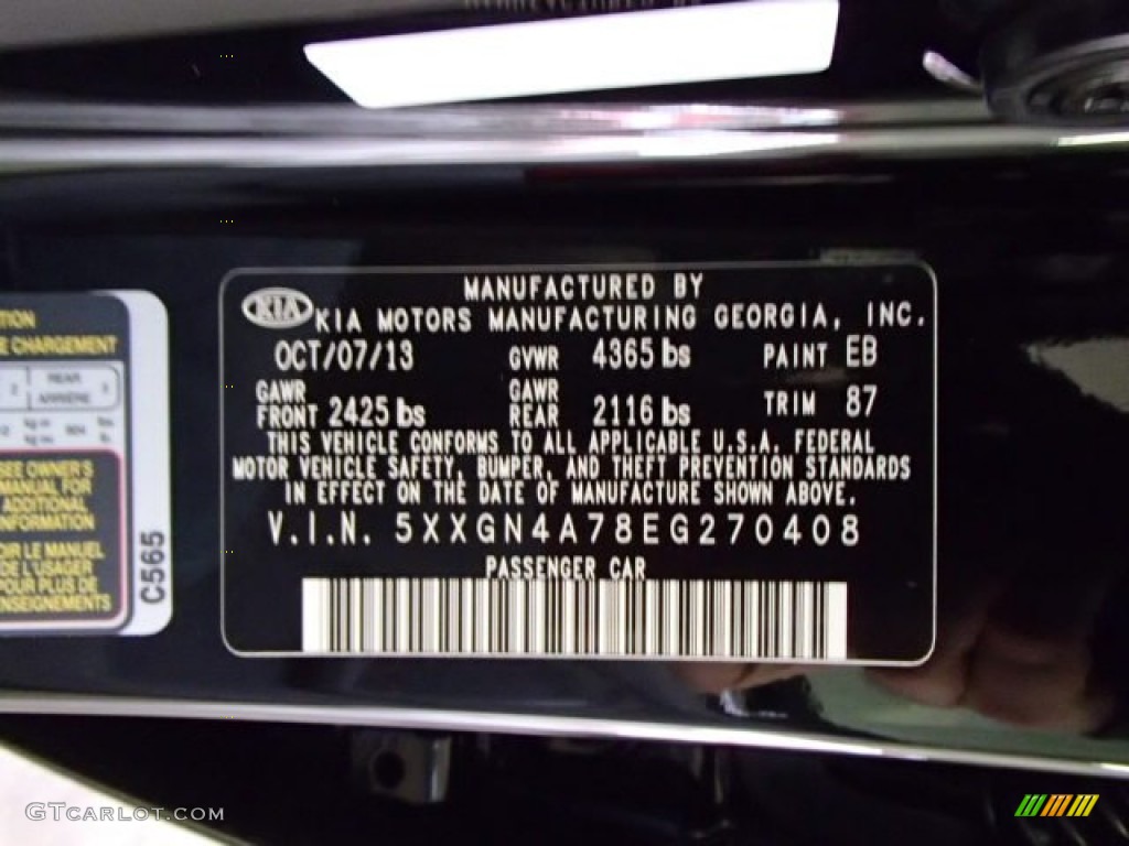 2014 Optima Color Code EB for Ebony Black Photo #87186972