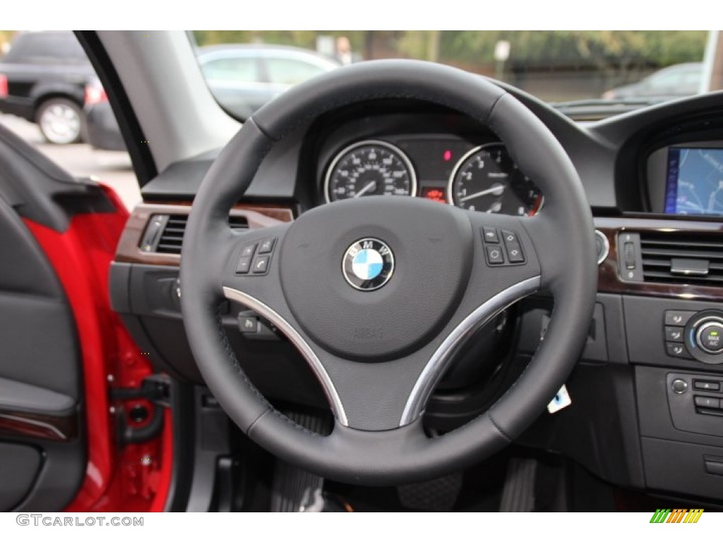 2013 BMW 3 Series 335i xDrive Coupe Black Steering Wheel Photo #87187569