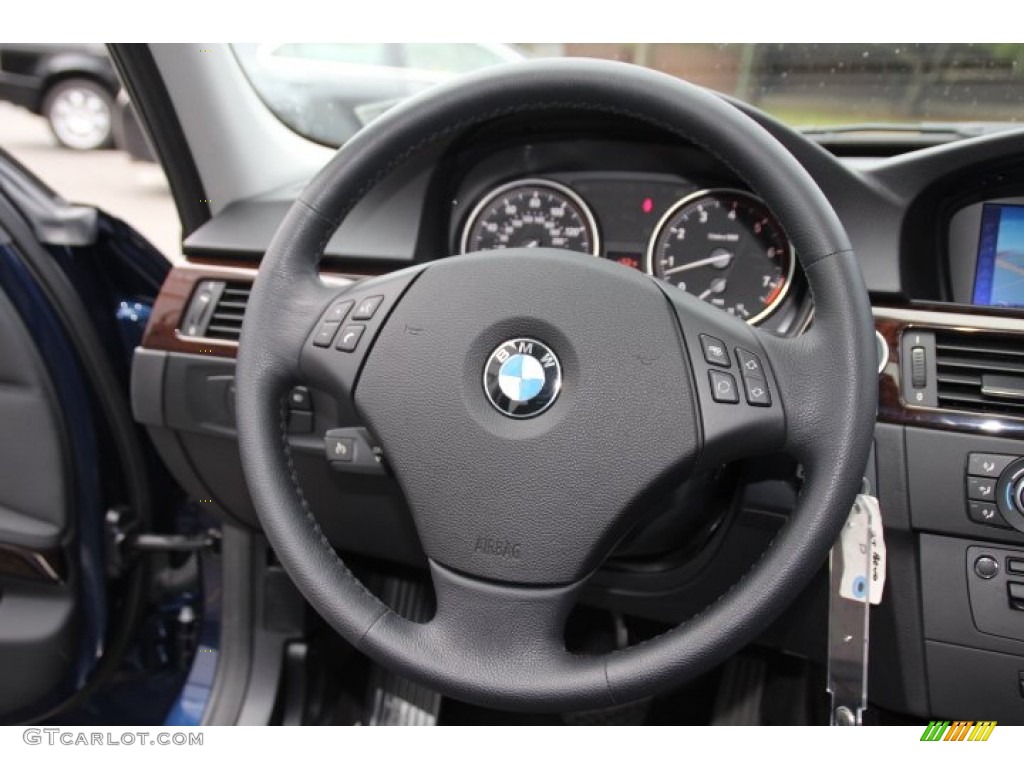 2011 BMW 3 Series 328i xDrive Sedan Black Steering Wheel Photo #87188286