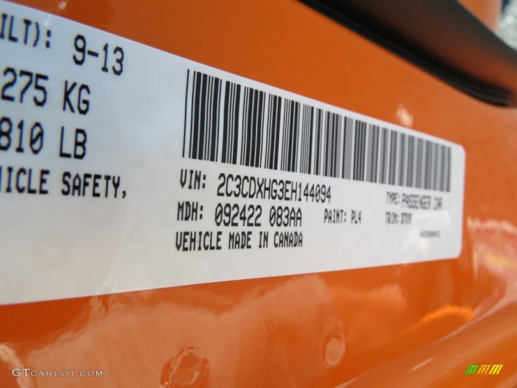2014 Charger Color Code PL4 for Header Orange Photo #87192063