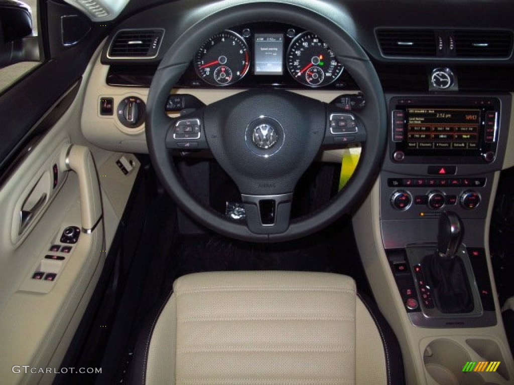2014 Volkswagen CC V6 Executive 4Motion Desert Beige/Black Dashboard Photo #87194658